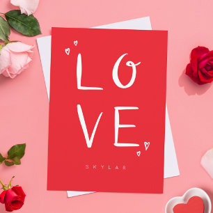 LOVE Red Modern Calligraphy Valentijn Feestdagen Kaart