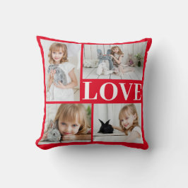 Love Red Romantic 4 Pics Collage Valentijnsdag Kussen