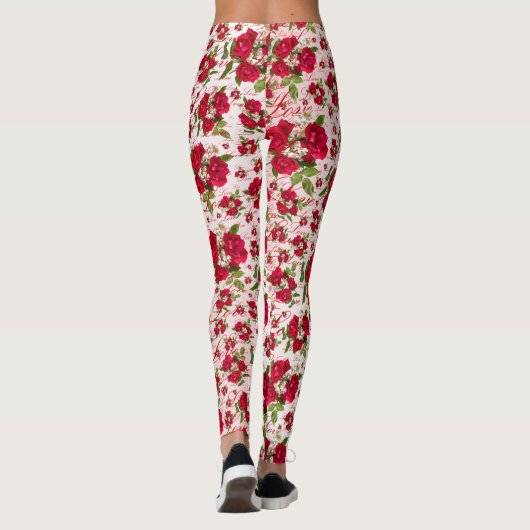 Love Red Rose Bouquet Photography Random Pattern Leggings (Achterkant)