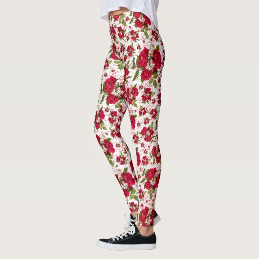 Love Red Rose Bouquet Photography Random Pattern Leggings (Links)