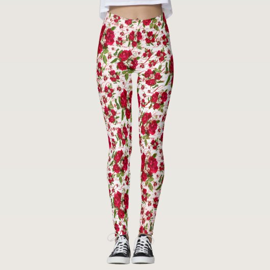 Love Red Rose Bouquet Photography Random Pattern Leggings (Voorkant)