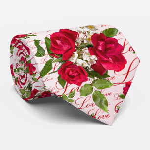 Love Red Rose Bouquet Photography Random Pattern Stropdas
