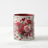 Love Red Roses and Hearts Valentijnsdag Mok (Midden)