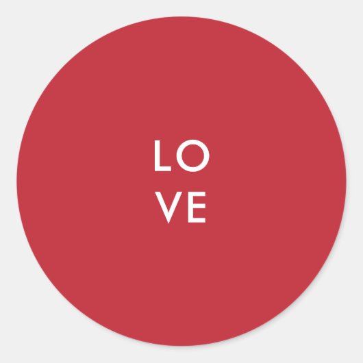 LOVE Red Round Sticker (Voorkant)
