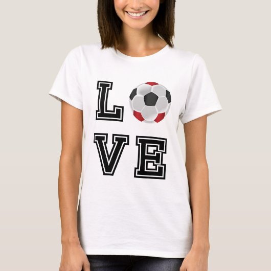 Love Red Soccer - Black Letters T-shirt (Voorkant)