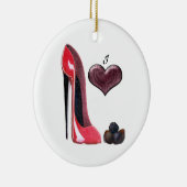 Love Red Stiletto Shoe and Chocolates Ornament (Rechts)