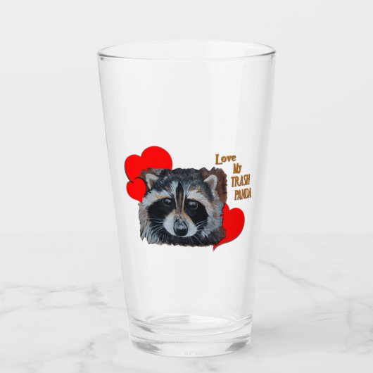 Love Red Trash Panda Racoon Cute Scavenger Thief Glas (Voorkant)