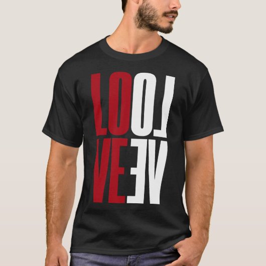 Love Red White High Typography Vertical Mirror T-shirt (Voorkant)