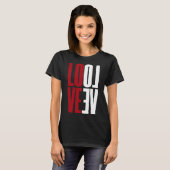 Love Red White Vertical Mirror High Typografie T-shirt (Voorkant volledig)