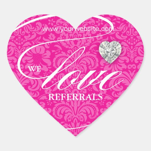 Love Referals Sticker Jewelry Heart Floral Damask (Voorkant)