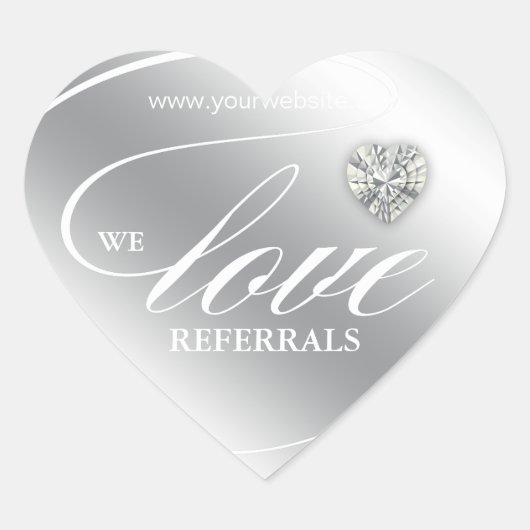Love Referrals Sticker Jewelry Heart Silver (Voorkant)