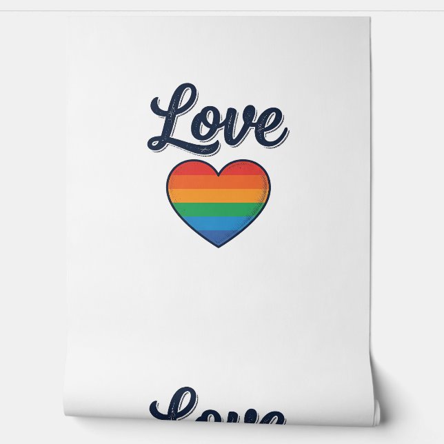 Love Regenboog Hart Pride Vector T-shirt Ontwerp_1 Behang (Afrollen)