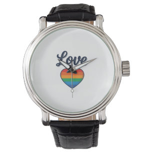 Love Regenboog Hart Pride Vector T-shirt Ontwerp_1 Horloge