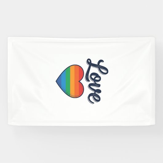 Love Regenboog Hart Pride Vector T-shirt Ontwerp_1 Spandoek (Horizontaal)