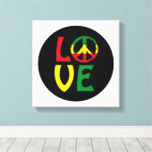 LOVE Reggae met vredessymbool Canvas Afdruk (Insitu (Houten vloer))
