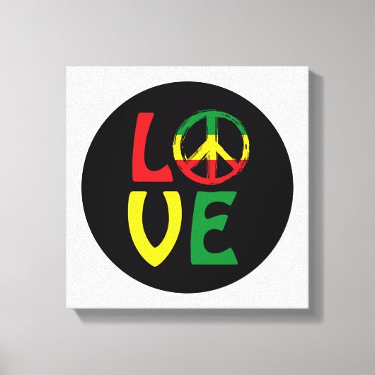 LOVE Reggae met vredessymbool Canvas Afdruk (Voorkant)