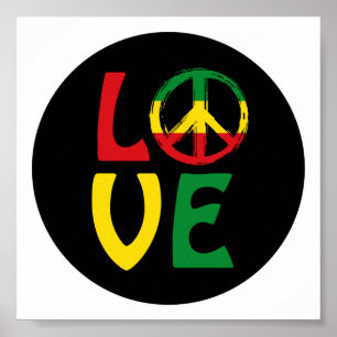 LOVE Reggae met vredessymbool Poster
