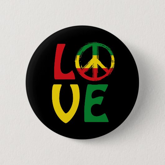 LOVE Reggae met vredessymbool Ronde Button 5,7 Cm (Voorkant)