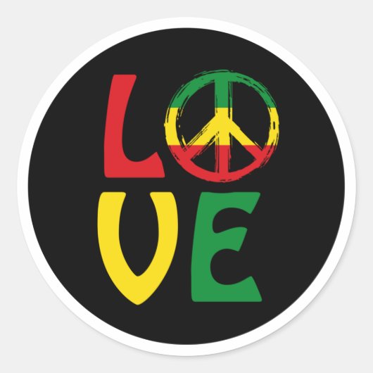 LOVE Reggae met vredessymbool Ronde Sticker (Voorkant)