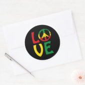 LOVE Reggae met vredessymbool Ronde Sticker (Envelop)