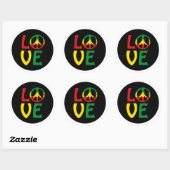 LOVE Reggae met vredessymbool Ronde Sticker (Vel)