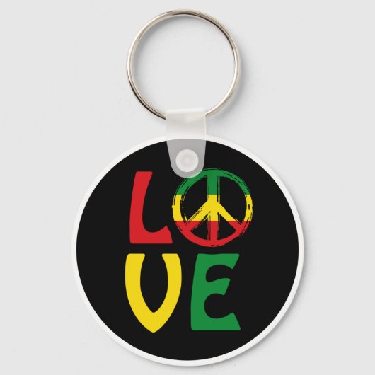 LOVE Reggae met vredessymbool Sleutelhanger (Voorkant)