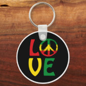 LOVE Reggae met vredessymbool Sleutelhanger (Voorkant)