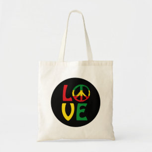 LOVE Reggae met vredessymbool Tote Bag