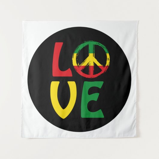 LOVE Reggae met vredessymbool Wandkleed (Voorkant)