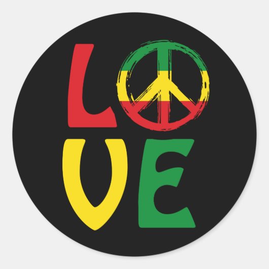 LOVE Reggae with peace symbol Ronde Sticker (Voorkant)