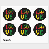 LOVE Reggae with peace symbol Ronde Sticker (Vel)