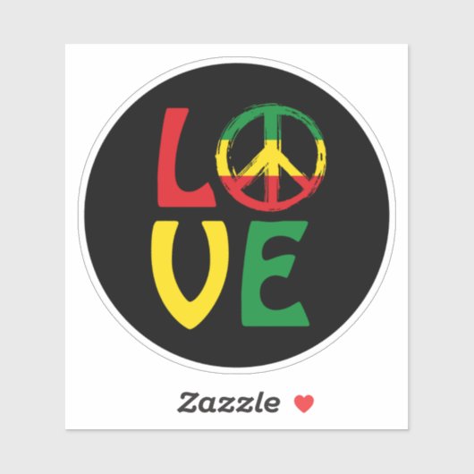 LOVE Reggae with peace symbol Sticker (Vel)