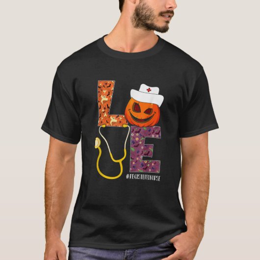 Love Registered Nurse Life Nurse Halloween Pumpkin T-shirt (Voorkant)