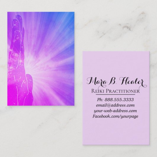 *~* Love Reiki Energy Healing Hand Radiating Visitekaartje (Voorkant / Achterkant)