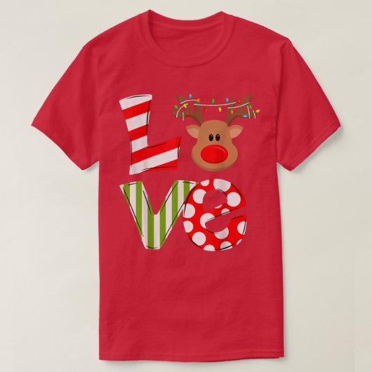 Love Reindeer Rudolph Merry Kerstmis Santa N T-shirt (Design voorkant)