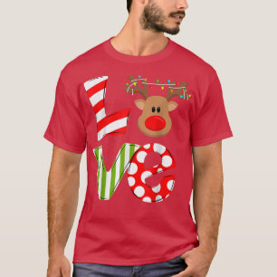Love Reindeer Rudolph Merry Kerstmis Santa N T-shirt