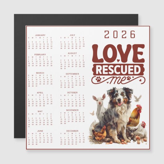 Love Rescued Me 2026 Dog Calendar (Voorkant / Achterkant)