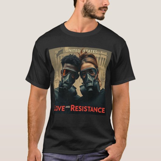 LOVE & RESISTANCE Modern American Graphic T-shirt (Voorkant)