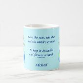Love Respect Earth Poem Art Blue Name Persoonlijk Koffiemok (Center)