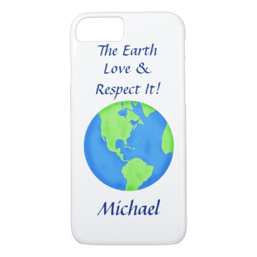 Love Respect Earth Wereldbol Name Persoonlijk Case-Mate iPhone Case (Achterkant)