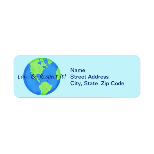 Love Respect Earth Wereldbol Return Address Label (Voorkant)