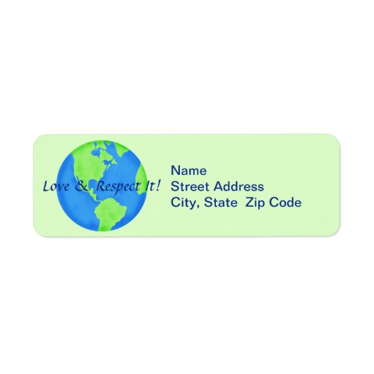 Love Respect Earth Wereldbol Return Address Label (Voorkant)