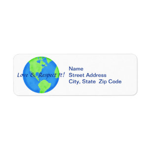 Love Respect Earth Wereldbol Return Address Label