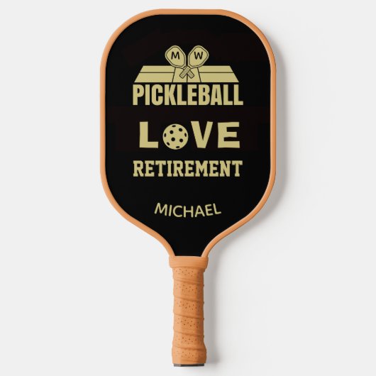 Love Retirement Monogram Name Court Pickleball Paddle (Voorkant)