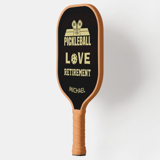 Love Retirement Monogram Name Court Pickleball Paddle (Links)