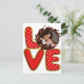 LOVE Retro Baby Foto geboortedatum bekendmaking Briefkaart (Staand voorkant)