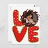 LOVE Retro Baby Foto geboortedatum bekendmaking Briefkaart (Voorkant / Achterkant)