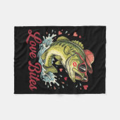 Love Retro Bites Fishing Fisherman Valentines Day  Fleece Deken (Voorkant (Horizontaal))