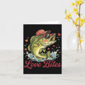 Love Retro Bites Fishing Fisherman Valentines Day Kaart (Gele Bloem)