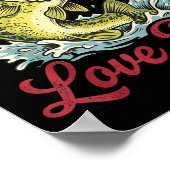 Love Retro Bites Fishing Fisherman Valentines Day  Poster (Hoek)